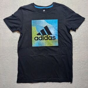 NO TAG BRAND NEW Adidas Graphic T-Shirt Boys XL Black Watercolor Logo Tee